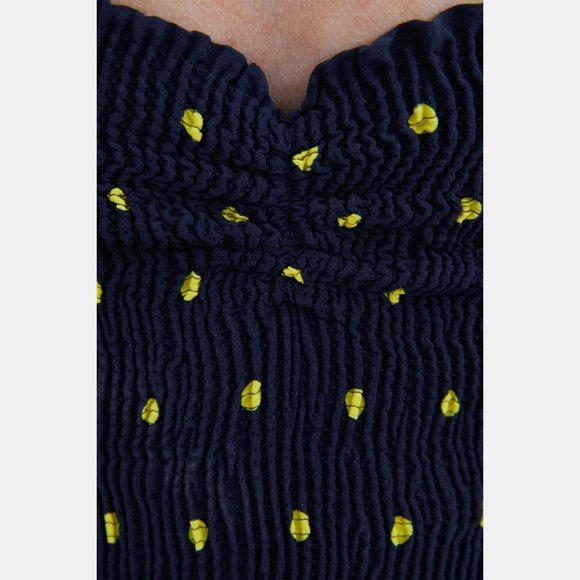 Zara Ruched Polka Dot Tie-Strap Shirt - Picture 6 of 6